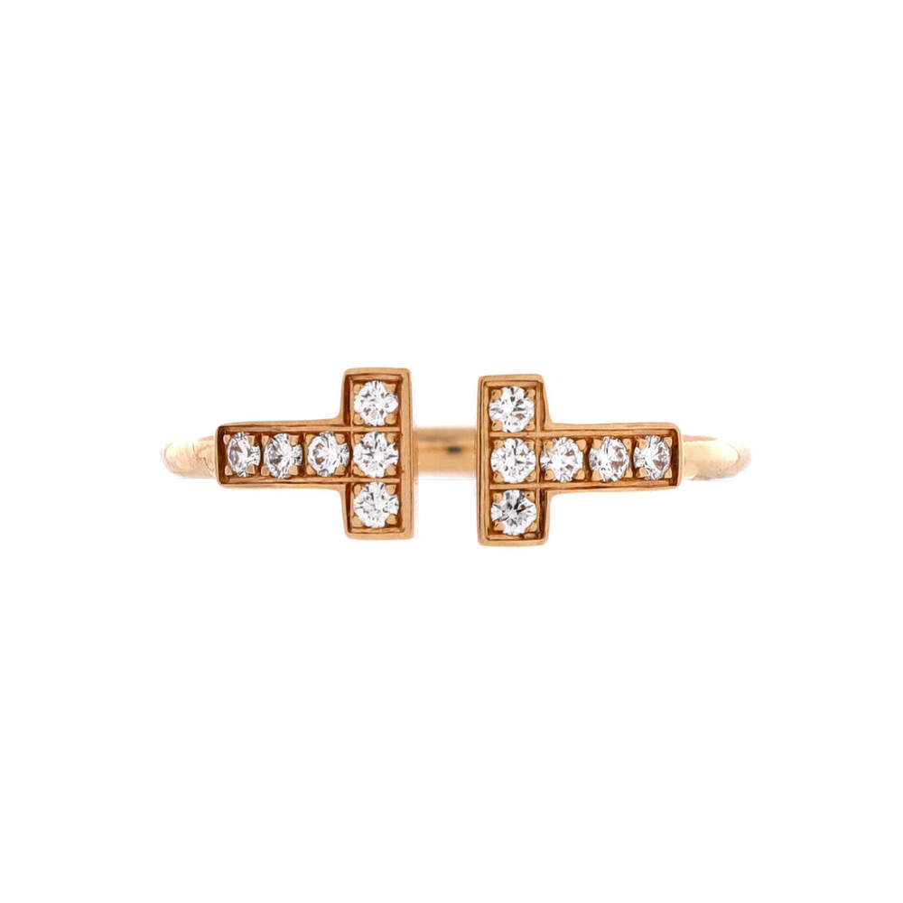 Tiffany & Co. T Wire Ring 18K Rose Gold with Diamonds